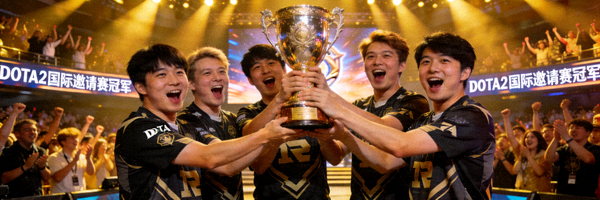 DOTA2国际邀请赛冠军战队捧杯瞬间